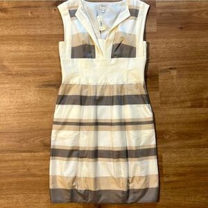 Armani Collezioni Women's Cream & Brown Striped Mini Dress Size 10